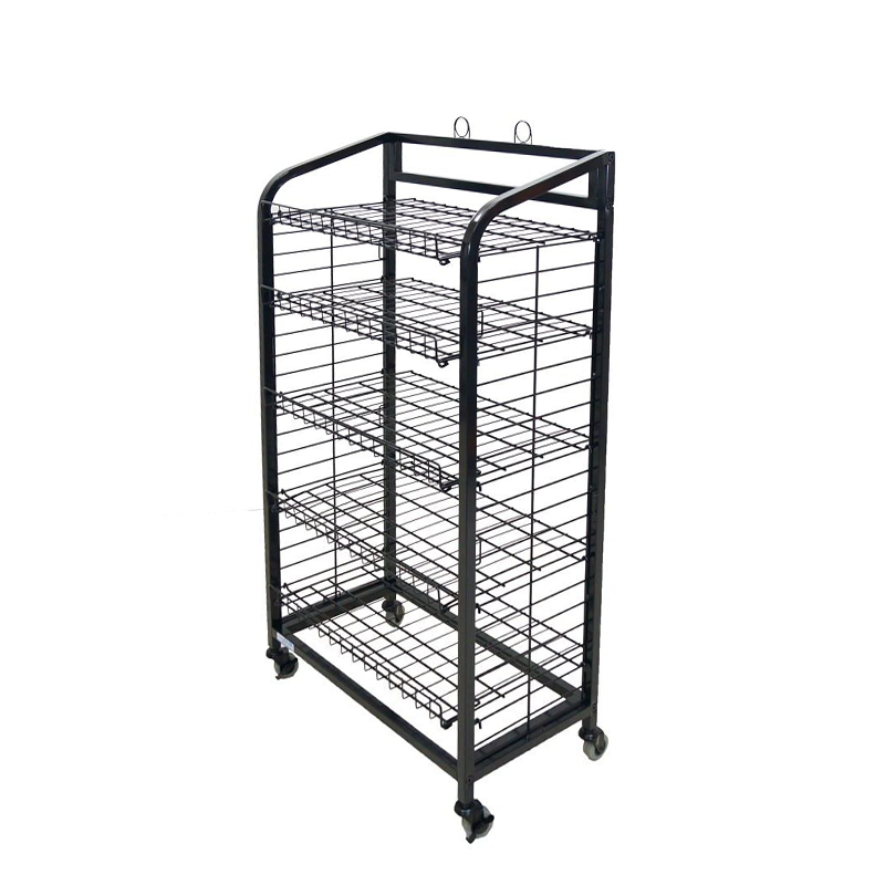 Black Rolling 5-Shelf Wire Merchandiser Unit