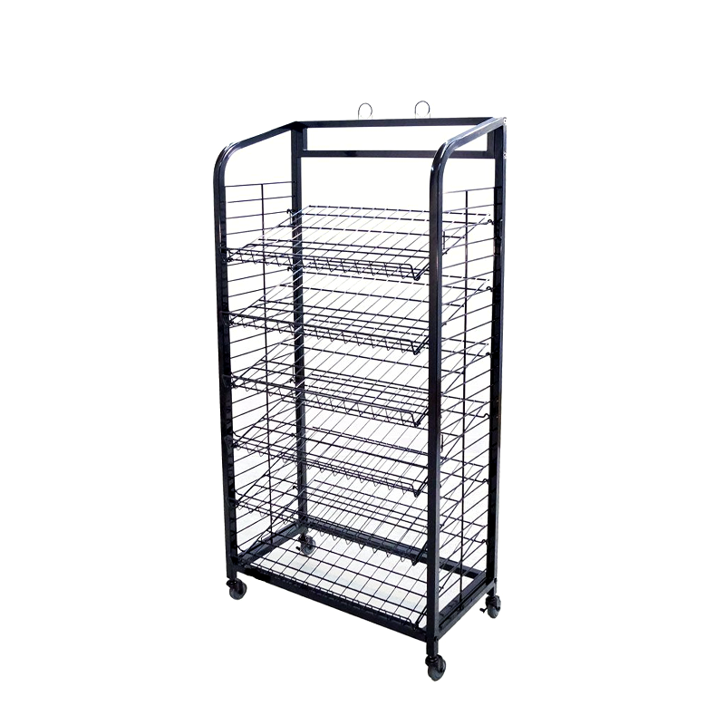 Black Rolling 6-Shelf Wire Merchandiser Unit