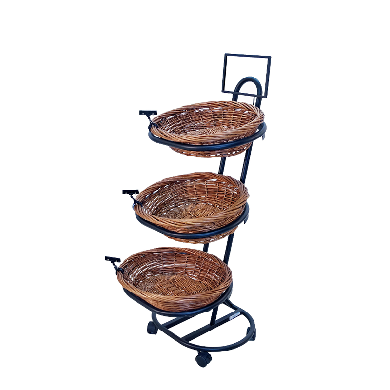 3-Tier Oval Willow Stakable Basket Rack