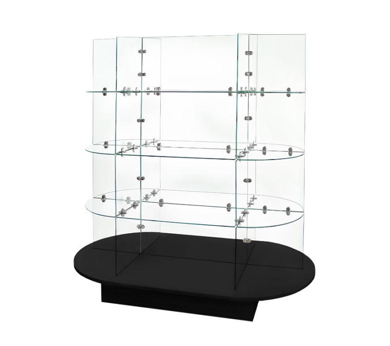 Oval Wooden Base For Glass Cubbies - Black