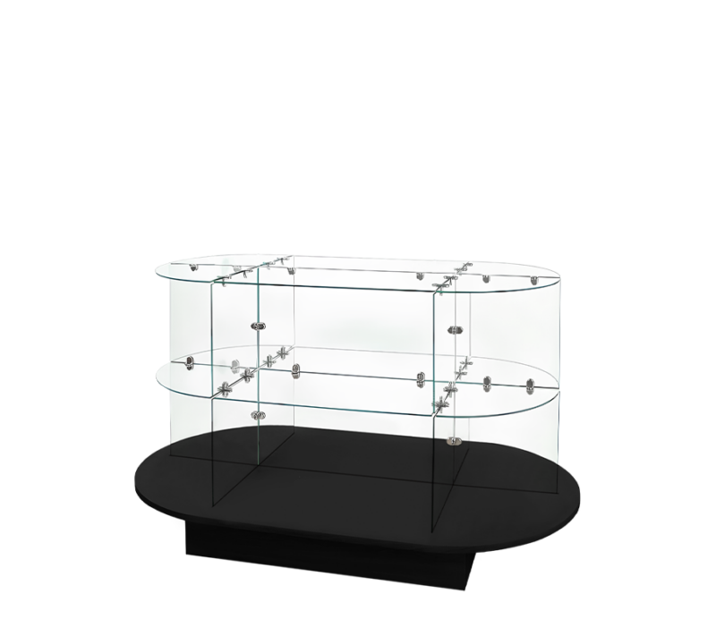 Oval Wooden Base For Glass Cubbies - Black