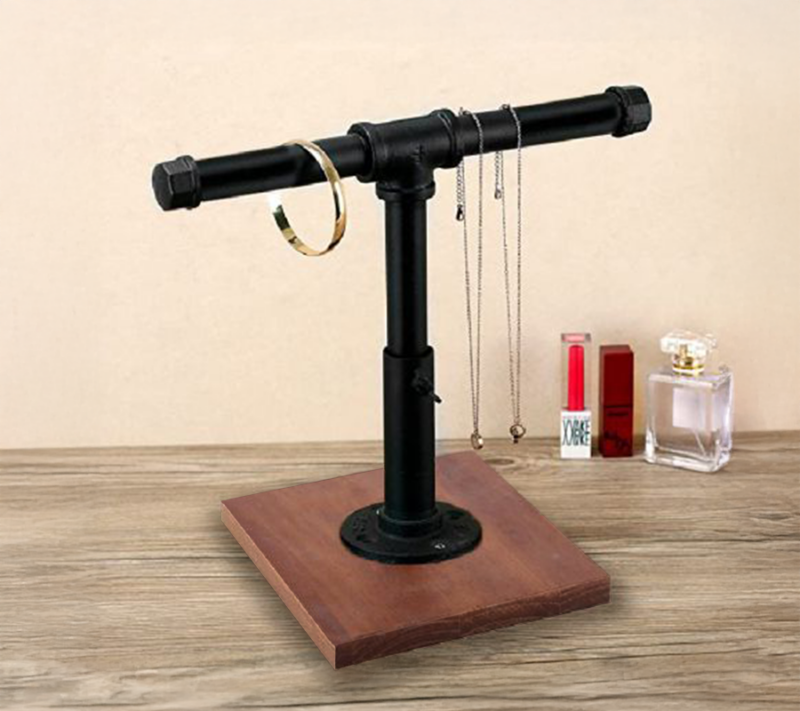 Black 12" Pipeline Counter Top T Bar with bracelets and necklaces