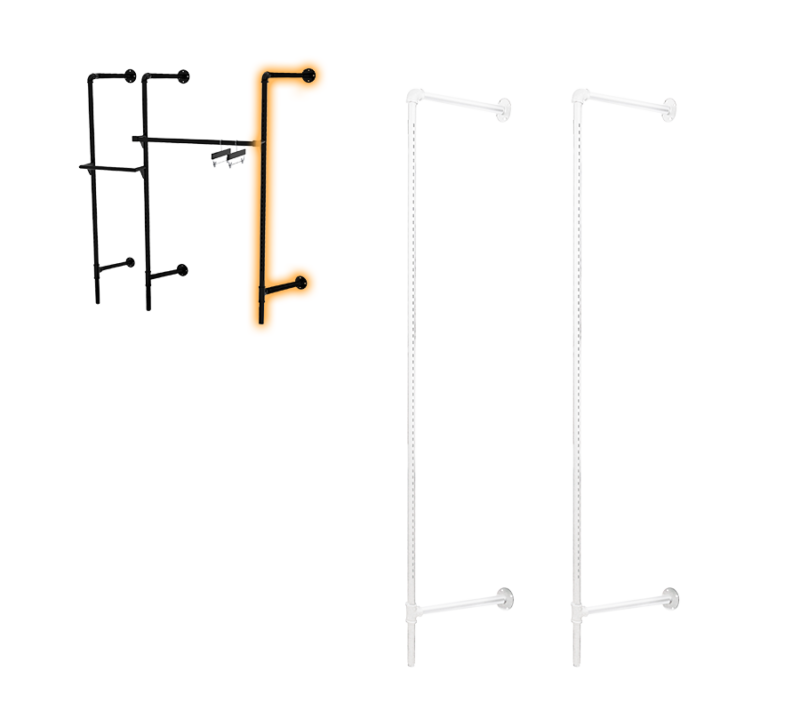Matte White Pipeline Outriggers 16" Off-Wall w/ Wall Mounts