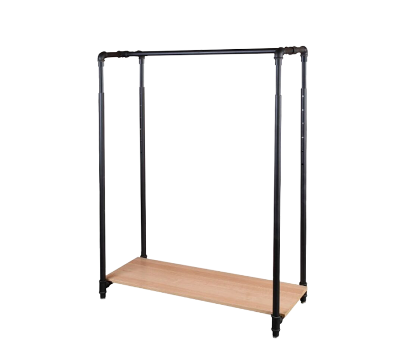 PIPELINE LARGE GARMENT RACK W/ WOOD BASE -MATTE BLACK