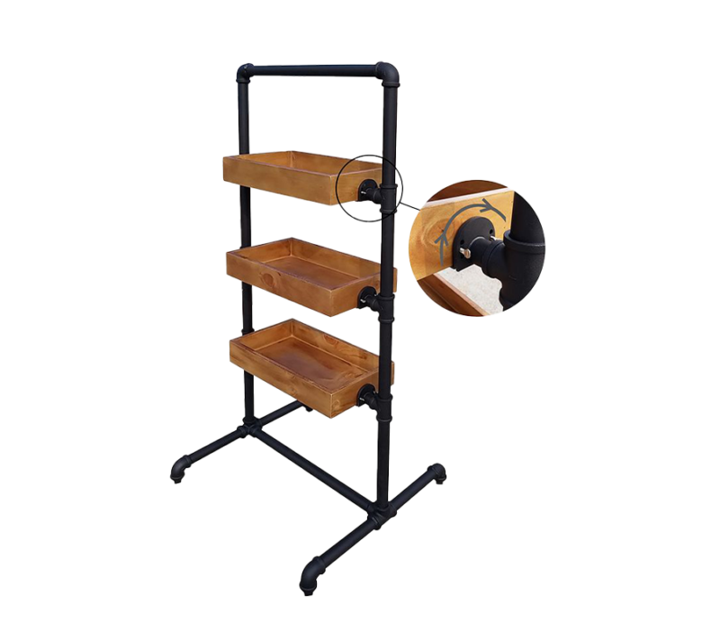 PIPE LINE 3-TIER TRAY DISPLAY - MATTE BLACK