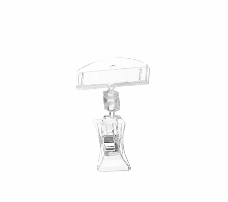 Clear Clip-On Sign Holder With Fixed Graphic Holder