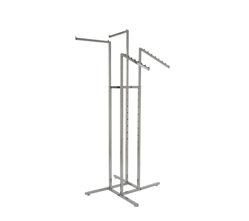 4-Way Rack w/ Square Straight & Slanted Arms - Chrome