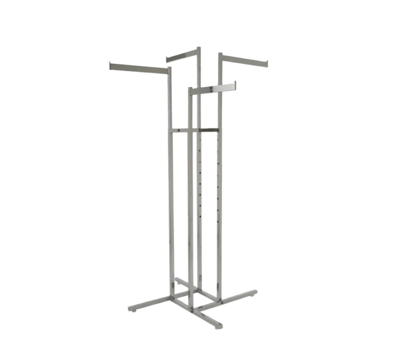 4-Way Garment Rack w/ Straight Blade Arms – Chrome