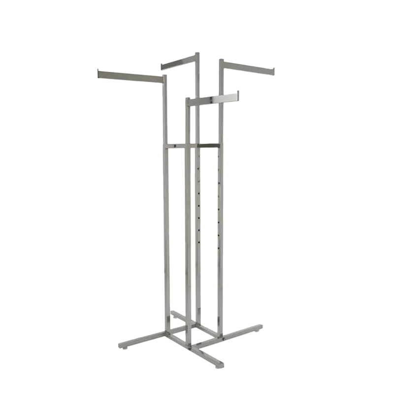 4-Way Garment Rack w/ Straight Blade Arms – Chrome