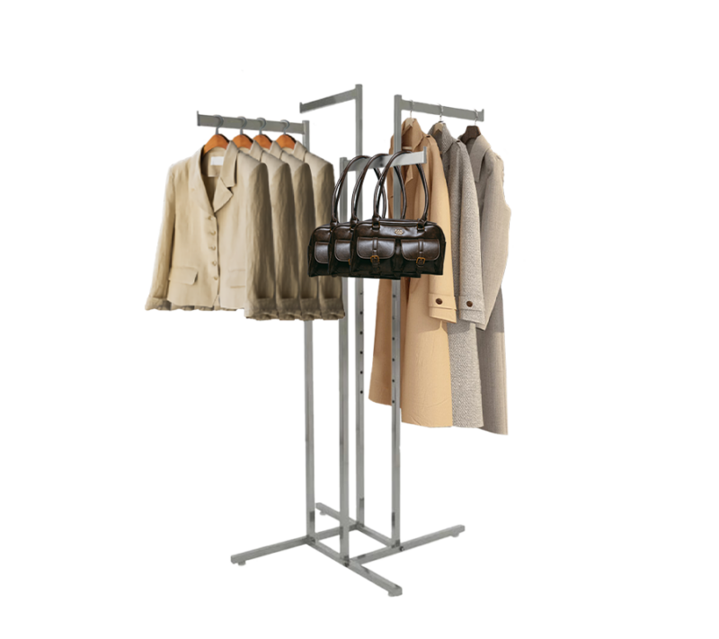 4-Way Garment Rack w/ Straight Blade Arms – Chrome