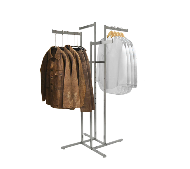 4-Way Garment Rack w/ Straight Blade Arms – Chrome