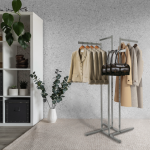 4-Way Garment Rack w/ Straight Blade Arms – Chrome