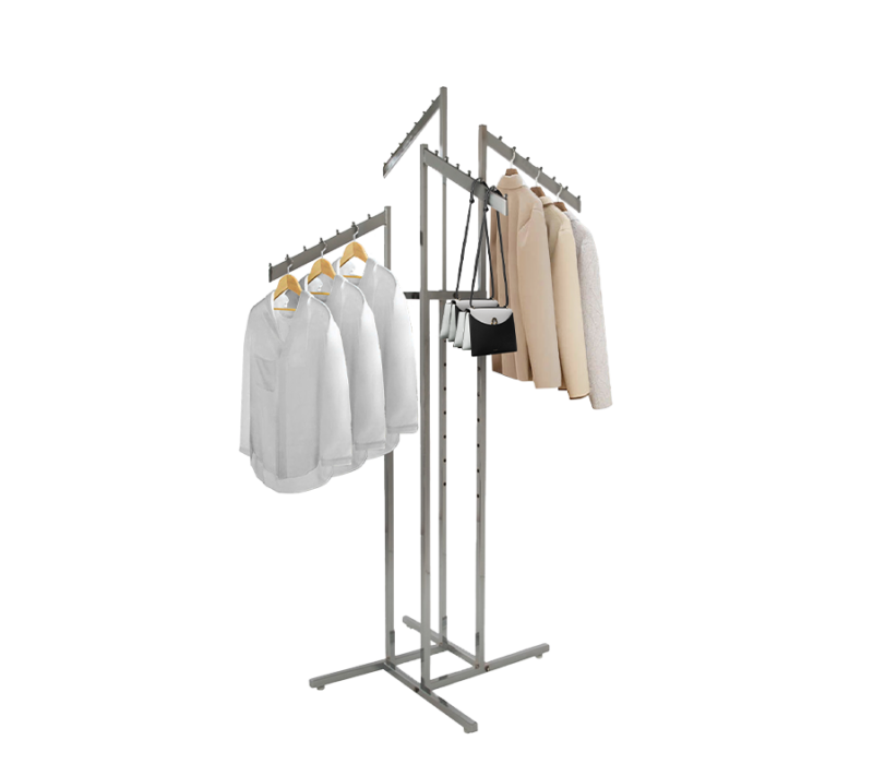 4-Way Rack w/ 16" Rectangular Slanted Arms - Chrome