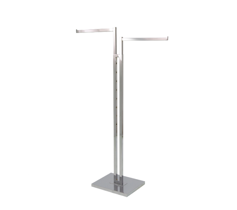 2-Way Garment Rack w/ Square Straight Arms - Chrome