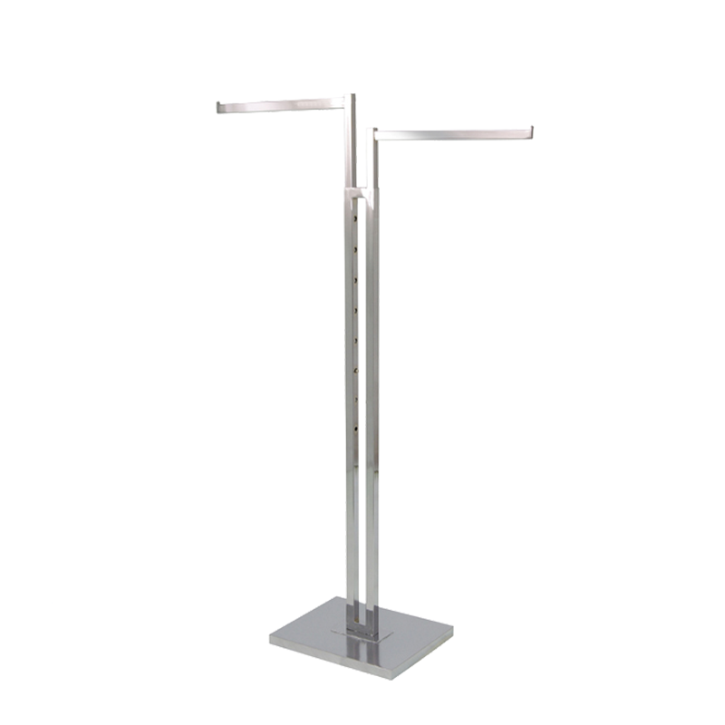 2-Way Garment Rack w/ Square Straight Arms - Chrome