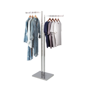 2-Way Garment Rack w/ Square Straight Arms - Chrome