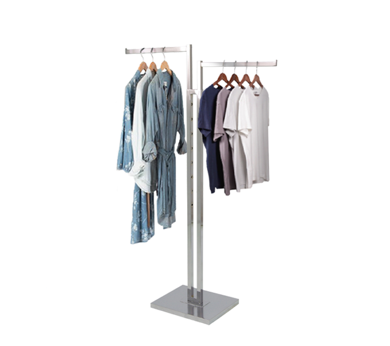 2-Way Garment Rack w/ Square Straight Arms - Chrome