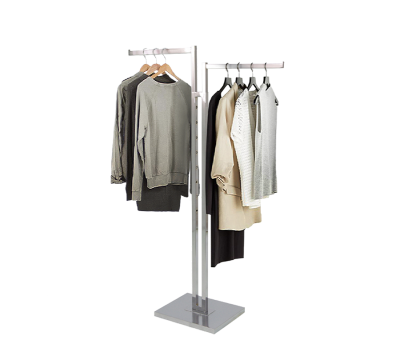 2-Way Garment Rack w/ Square Straight Arms - Chrome