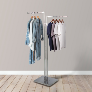 2-Way Garment Rack w/ Square Straight Arms - Chrome