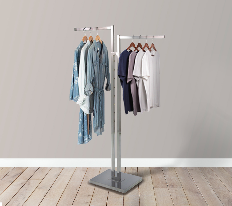 2-Way Garment Rack w/ Square Straight Arms - Chrome