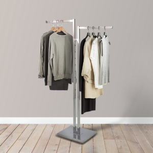 2-Way Garment Rack w/ Square Straight Arms - Chrome