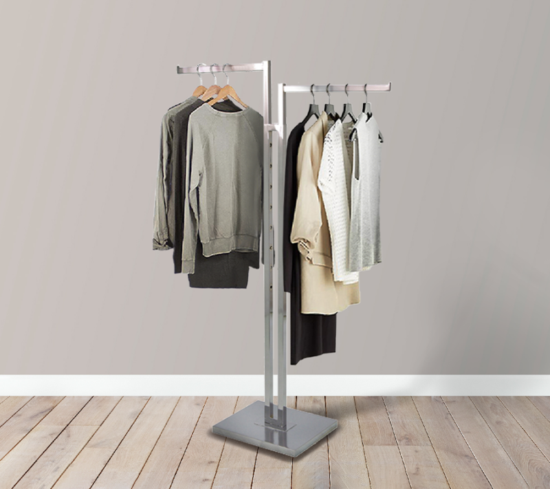 2-Way Garment Rack w/ Square Straight Arms - Chrome