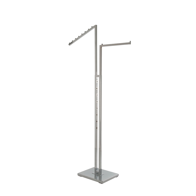 2-Way Garment Rack w/ Straight & Slanted Arms - Chrome