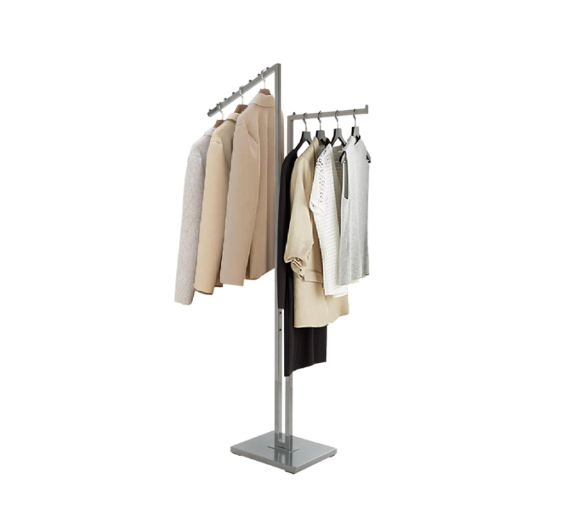 2-Way Garment Rack w/ Straight & Slanted Arms - Chrome