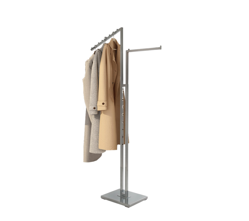 2-Way Garment Rack w/ Straight & Slanted Arms - Chrome