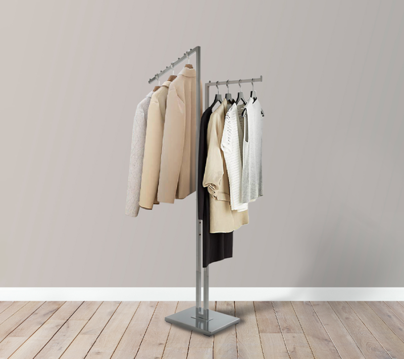 2-Way Garment Rack w/ Straight & Slanted Arms - Chrome