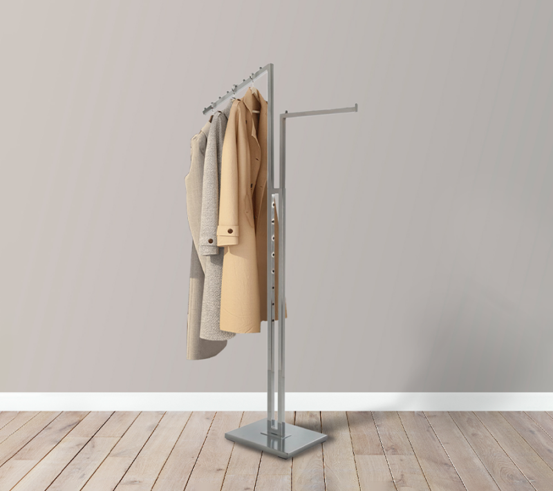 2-Way Garment Rack w/ Straight & Slanted Arms - Chrome