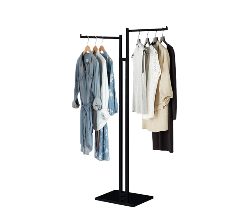 2-Way Garment Rack w/ Rectangular Straight Arms - Matte Black