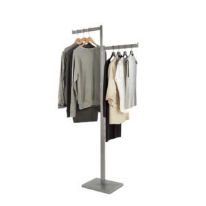 2-Way Garment Rack w/ Rectangular Straight Arms - Satin Chrome