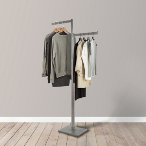 2-Way Garment Rack w/ Rectangular Straight Arms - Satin Chrome
