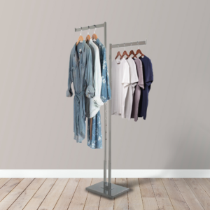2-Way Garment Rack w/ Rectangular Straight Arms - Chrome