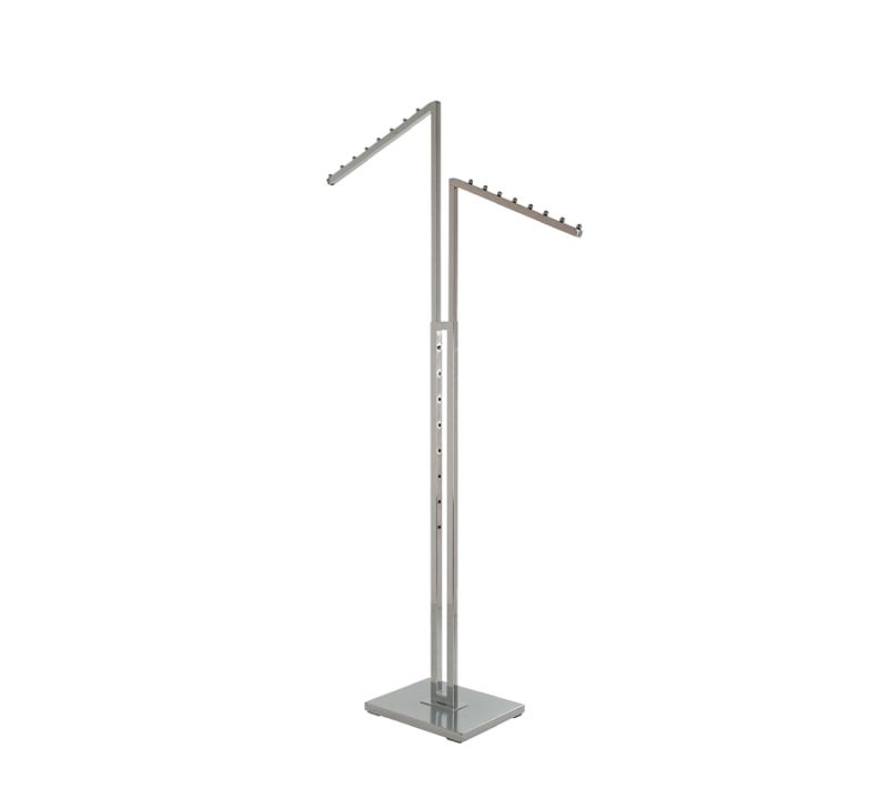 2-Way Garment Rack w/ Slanted Arms - Chrome