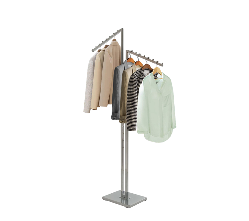 2-Way Garment Rack w/ Slanted Arms - Chrome