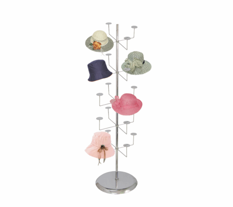 5-Tier Millinery (Hat) Tree Display Rack - Chrome | Store Displays®