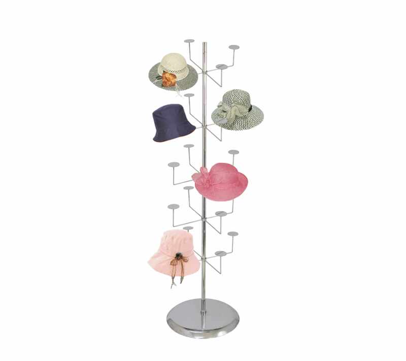 Chrome 5-Tier Millinery (Hat) Tree Display Rack With Hats