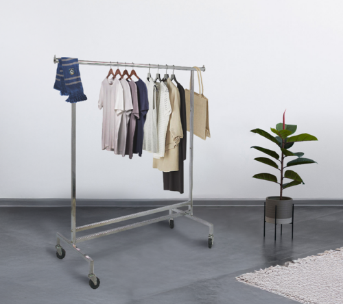 Single Hangrail Rolling Rack - Square Tubing