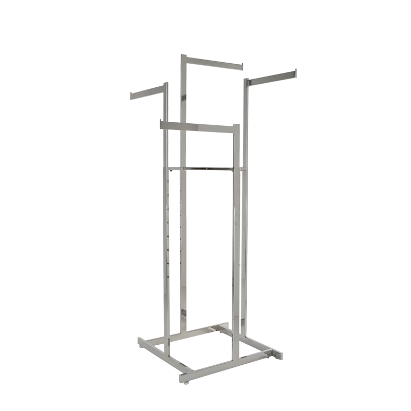 Chrome 4 way garment rack with 16" straight arms