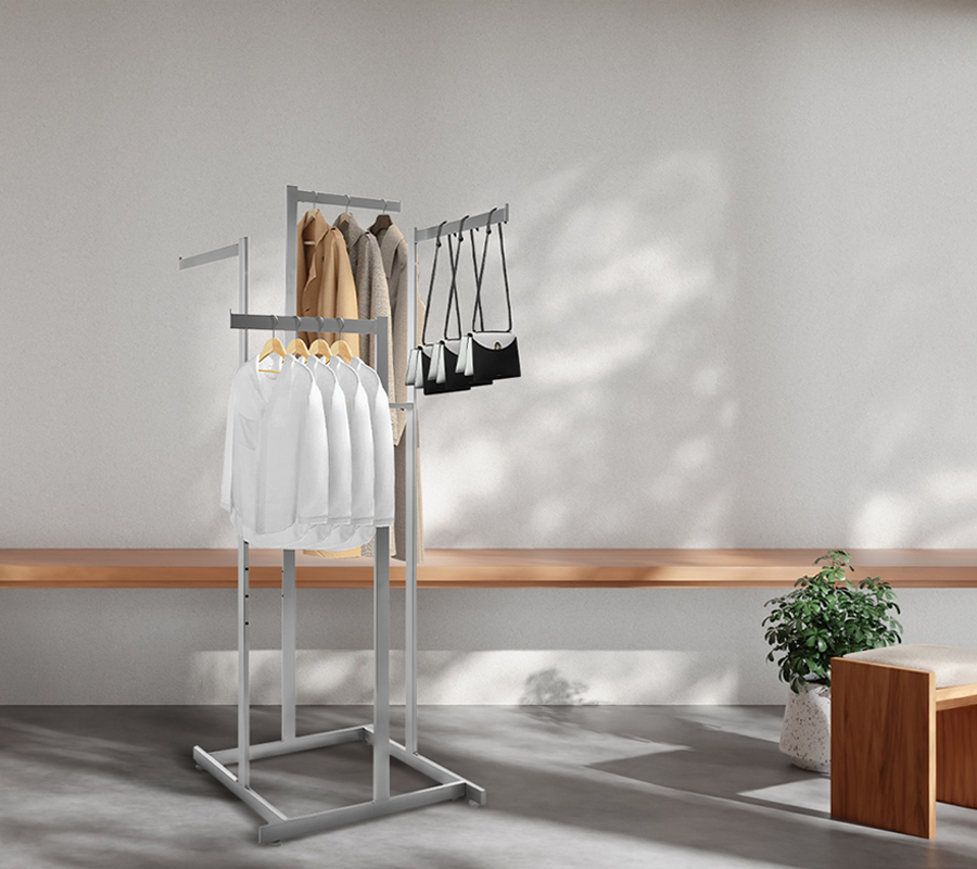 thumbnail image 2 of 4-Way Straight Arm Clothing Rack – Adjustable Chrome Garment Rack For Retail Displays 2 of 6