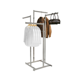 Chrome 4 way high capacity apparel rack with clothes