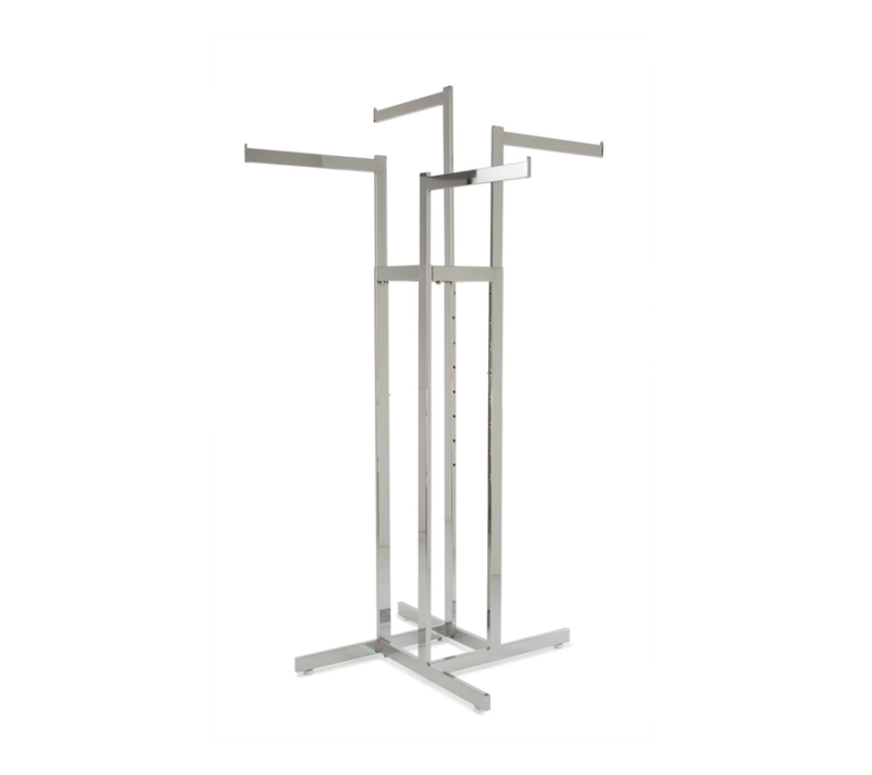 High Capacity 4-Way Rack w/ Rectangular Straight Arms – Chrome