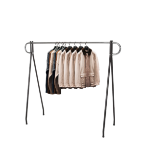 Chrome 54" single hangrail display rack with clothes