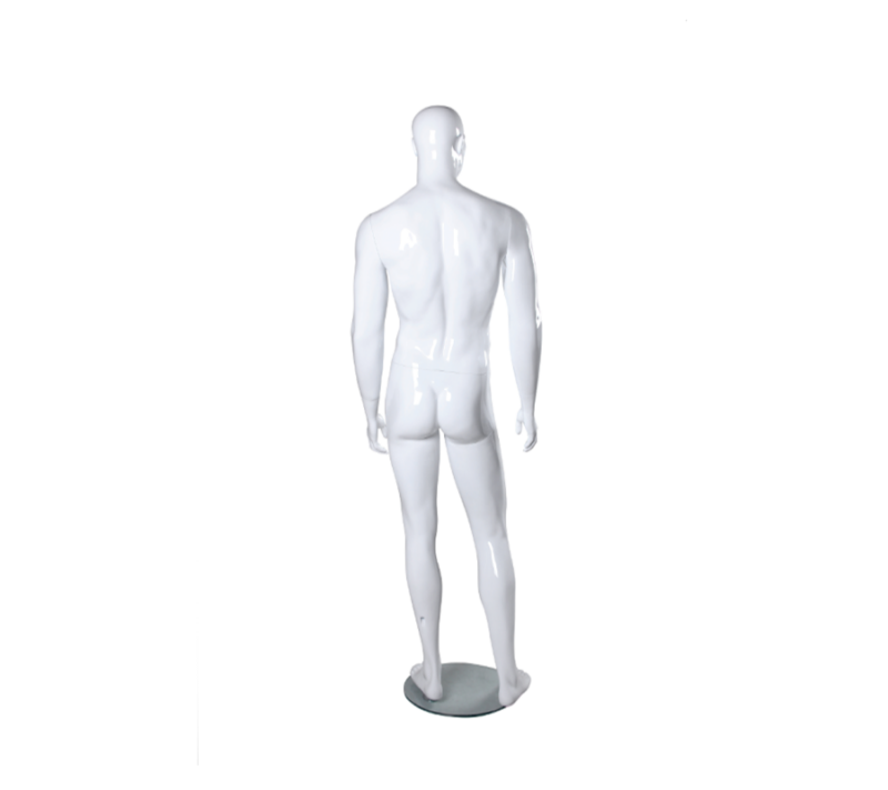 Back View of Abstract Male Mannequin - Glossy White