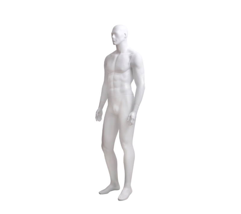 Matte White Head On Male Mannequin - SAM1 Sidw View