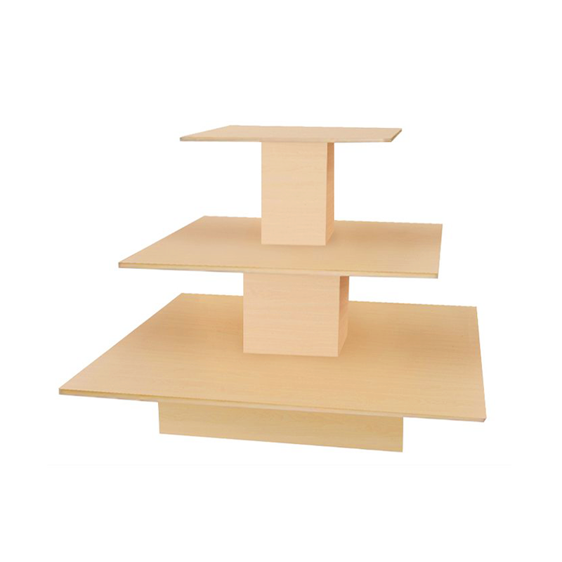 Maple 3-Tier Wood Square Display Table