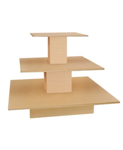 3-Tier Wood Square Display Table - Maple | Store Displays®