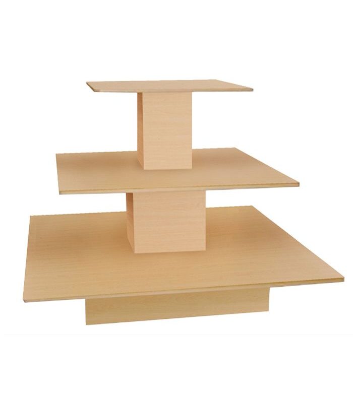 Square 3 Tier Merchandise Table in maple